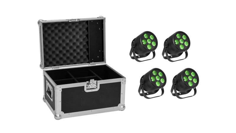 EUROLITE Set 4x LED Silent PAR 6 QCL Floor sw + Case von Eurolite