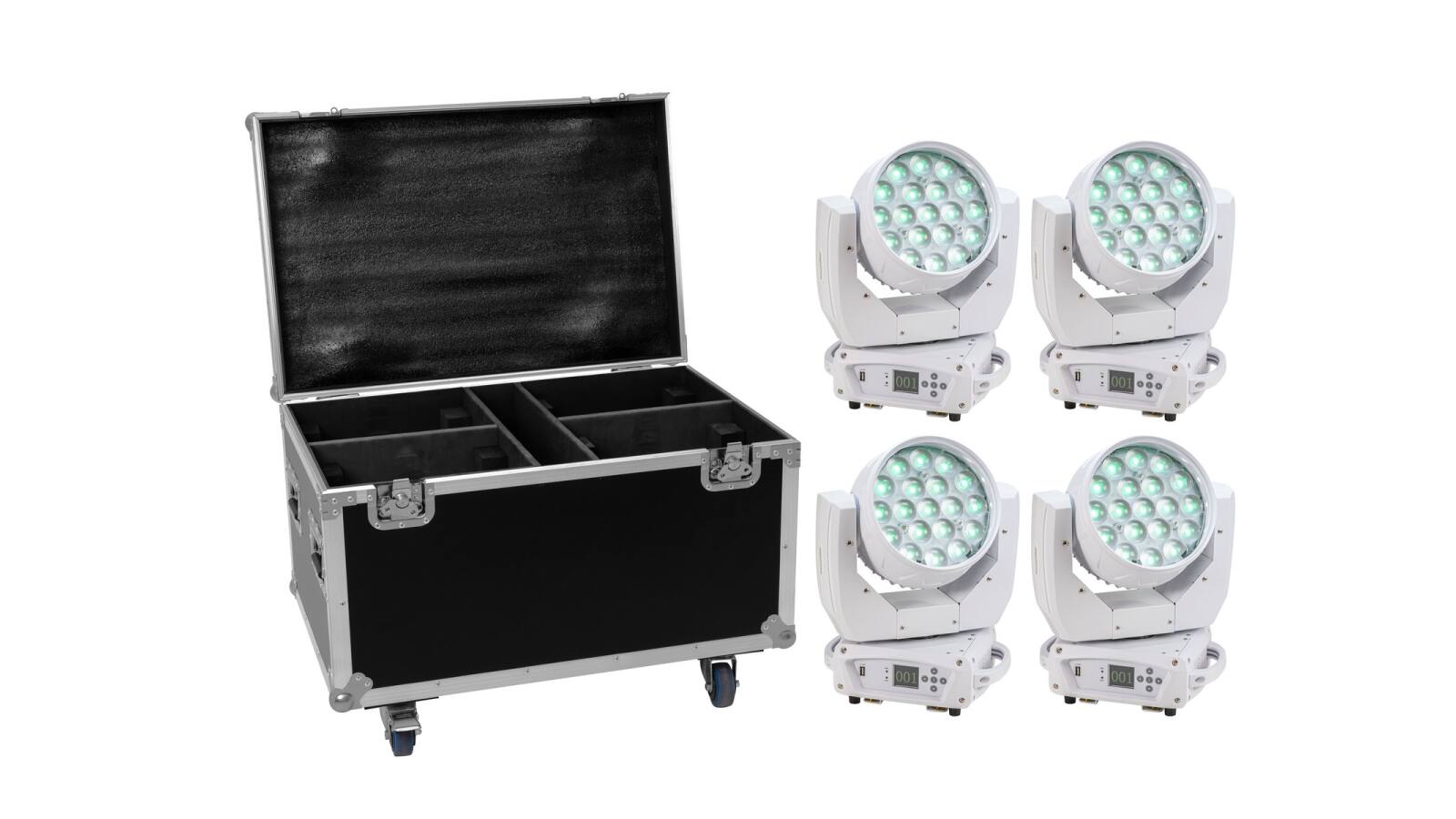 EUROLITE Set 4x LED TMH-X4 weiß + Case mit Rollen EUROLITE Set 4x LED TMH-X4 weiß + Case mit Rollen von Eurolite
