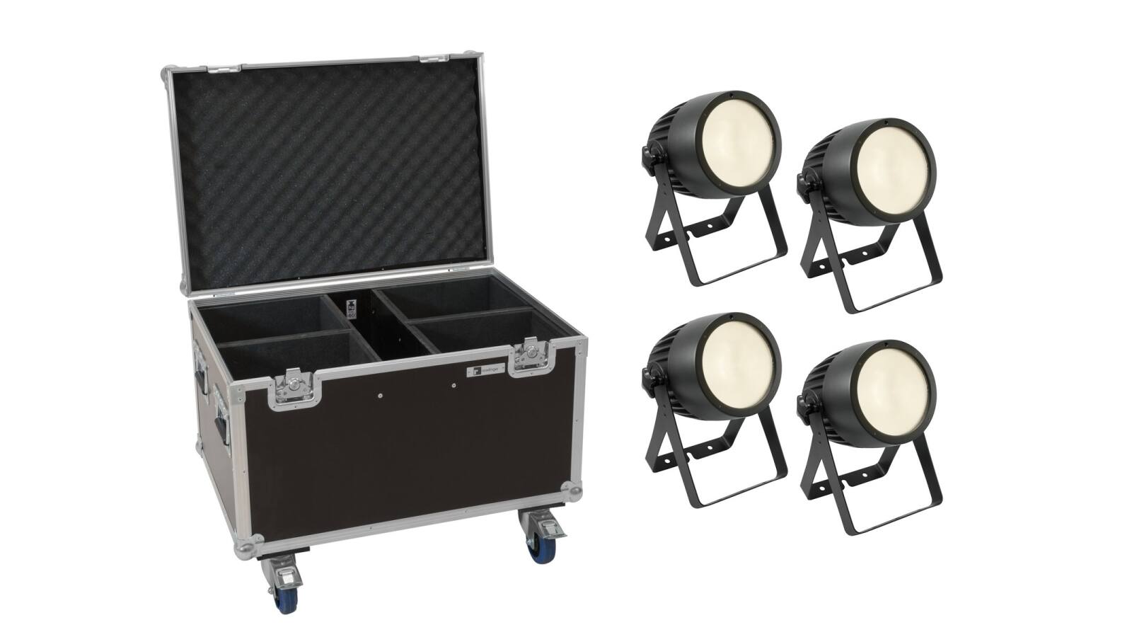 EUROLITE Set 4x LED Theatre COB 200 WW + Case mit Rollen von Eurolite