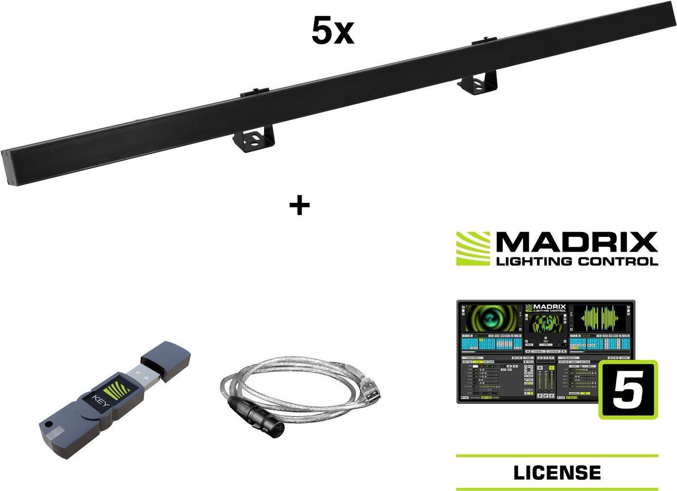 EUROLITE Set 5x LED PR-100/32 Pixel DMX Rail sw + Madrix Software (20000908) - Sonderposten von Eurolite