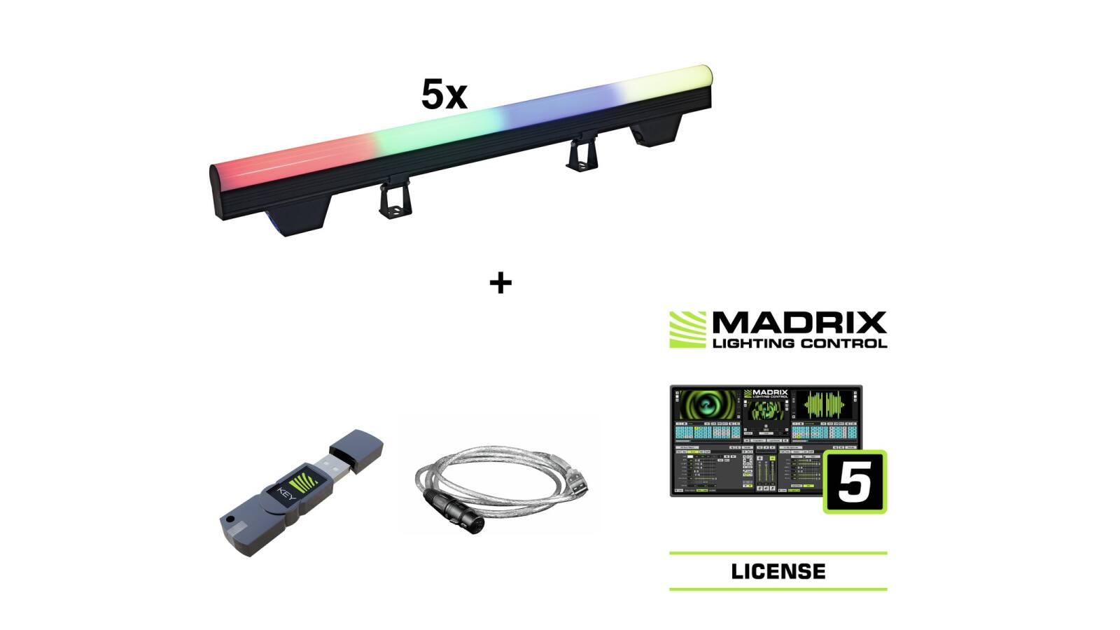 EUROLITE Set 5x LED PT-100/32 Pixel DMX Tube + Madrix Software EUROLITE Set 5x LED PT-100/32 Pixel DMX Tube + Madrix Software von Eurolite