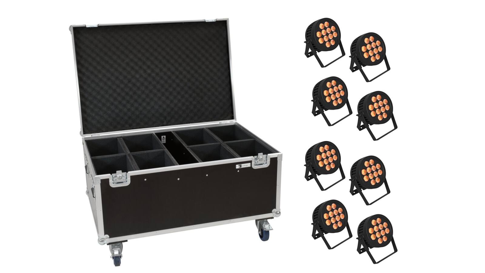EUROLITE Set 8x LED IP PAR 12x8W QCL Spot + Case mit Rollen EUROLITE Set 8x LED IP PAR 12x8W QCL Spot + Case mit Rollen von Eurolite