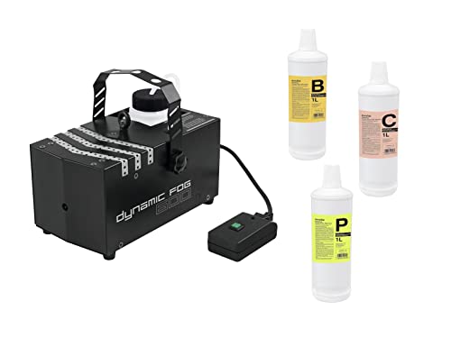 EUROLITE Set Dynamic Fog 600 + Fluide | Kompakte Nebelmaschine mit 600 Watt Leistung inklusive 3 verschiedener Nebelfluids von Eurolite