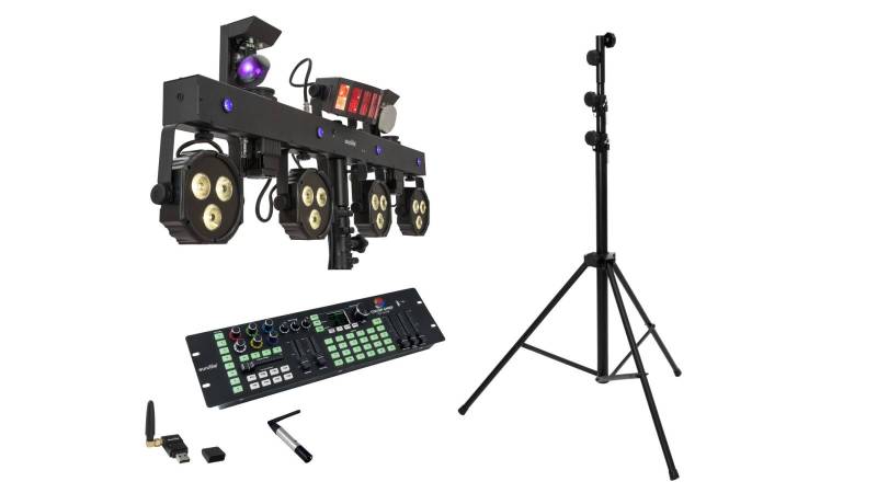 EUROLITE Set LED KLS Scan Next FX Kompakt-Lichtset + Controller + Stativ von Eurolite