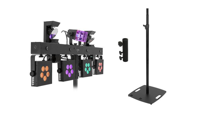 EUROLITE Set LED KLS Scan Pro Next FX Kompakt-Lichtset + BPS-3 Boxenhochständer schwarz von Eurolite
