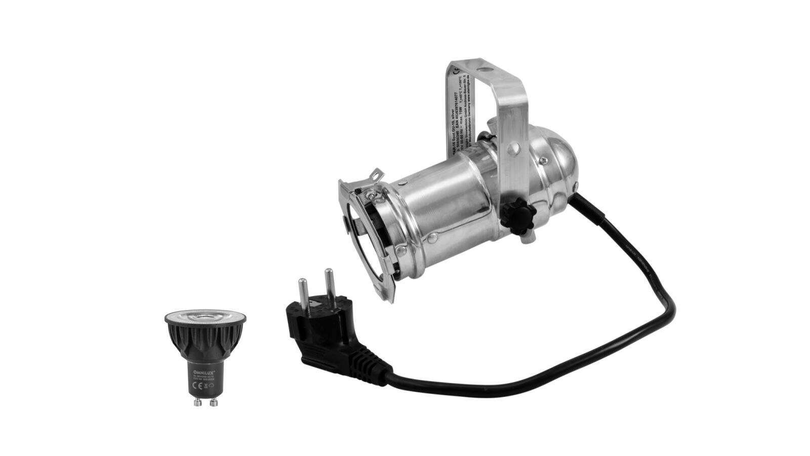 EUROLITE Set PAR-16 Spot sil + GU-10 230V COB 5W LED 1800-3000K dim2warm EUROLITE Set PAR-16 Spot sil + GU-10 230V COB 5W LED 1800-3000K dim2warm von Eurolite