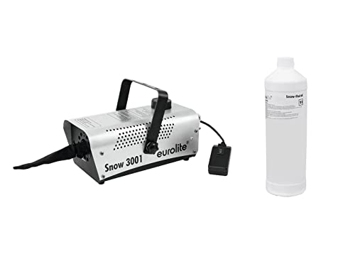 EUROLITE Set Snow 3001 Schneemaschine + Schneefluid 1l | Kraftvolle Mini-Schneemaschine inklusive 1l Schneefluid für Kunstschnee von Eurolite