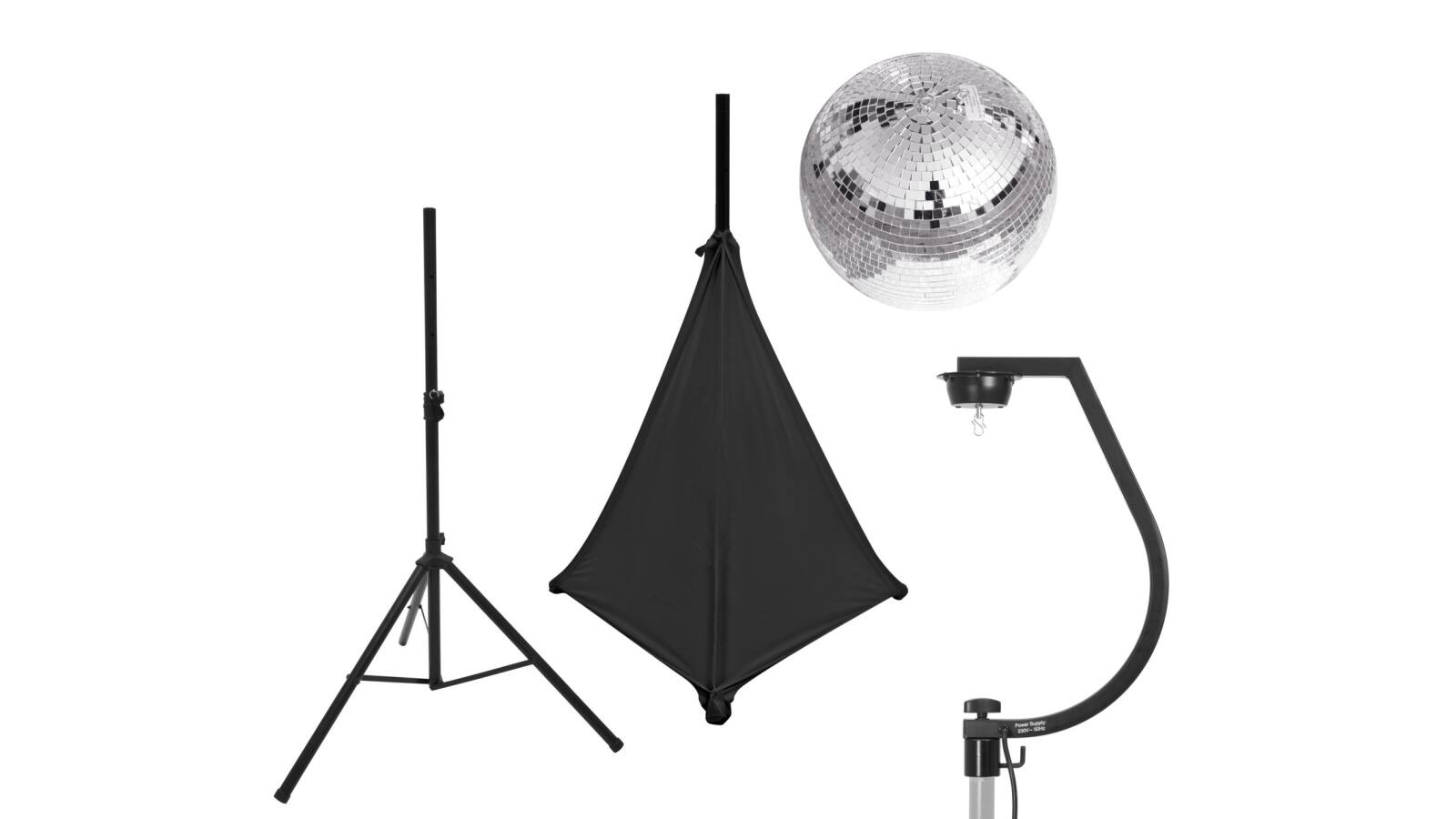 EUROLITE Set Spiegelkugel 30cm mit Stativ und Segel schwarz EUROLITE Set Spiegelkugel 30cm mit Stativ und Segel schwarz von Eurolite