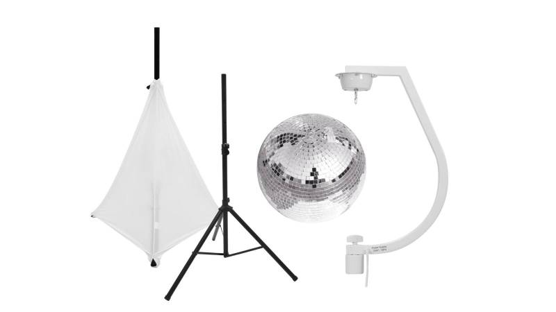 EUROLITE Set Spiegelkugel 30cm mit Stativ und Segel weiß von Eurolite
