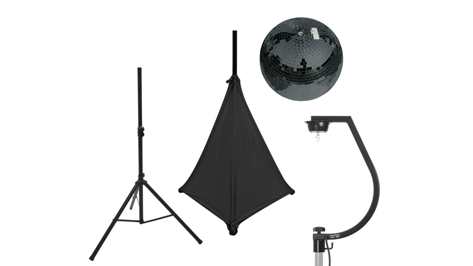 EUROLITE Set Spiegelkugel 30cm schwarz mit Stativ und Segel schwarz EUROLITE Set Spiegelkugel 30cm schwarz mit Stativ und Segel schwarz von Eurolite