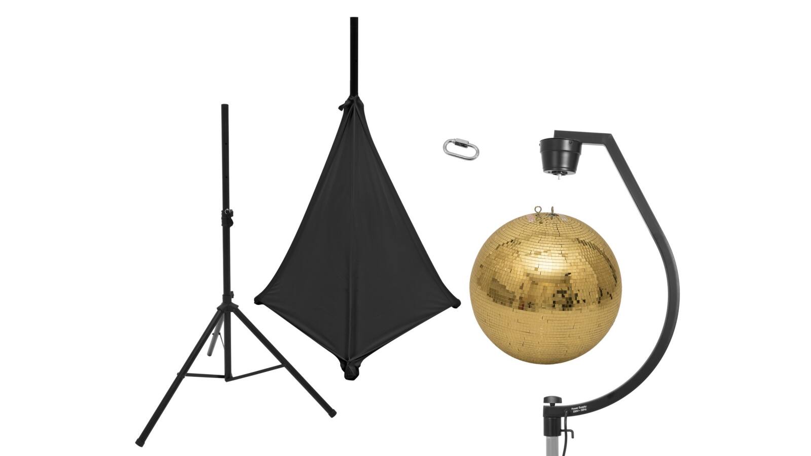 EUROLITE Set Spiegelkugel 50cm gold mit Stativ und Segel schwarz EUROLITE Set Spiegelkugel 50cm gold mit Stativ und Segel schwarz von Eurolite