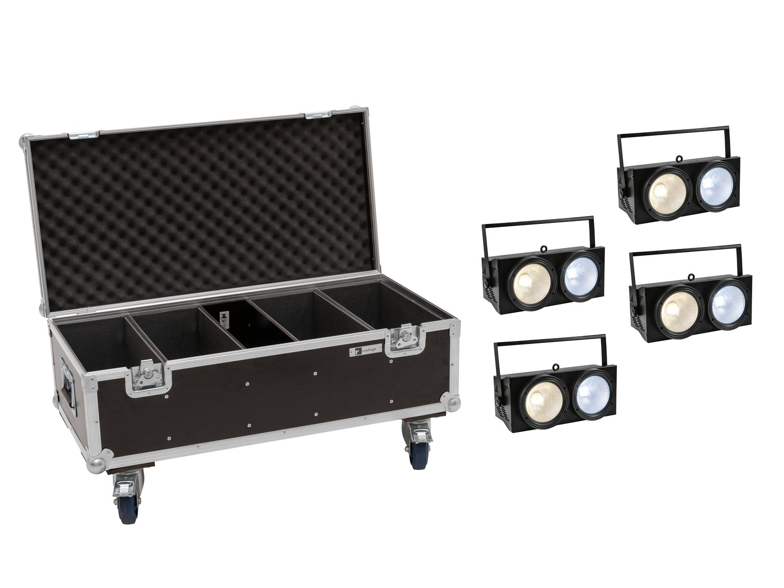 Eurolite 4x Audience Blinder 2x100W LED COB CW/WW + Case von Eurolite