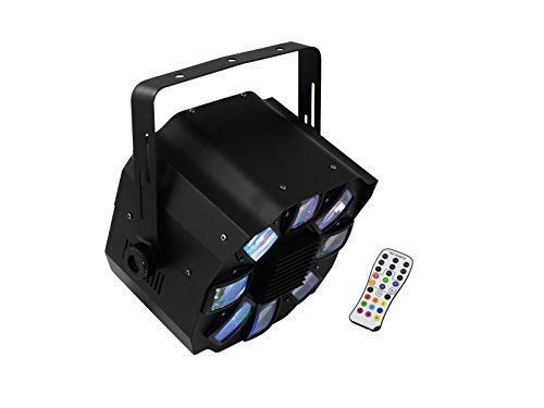 Eurolite LED FE-700 Flowereffekt | Lichteffekt mit RGBAWP Multicolor Farben | DMX | Musiksteuerung per integriertem Mikrofon | Strobe-Effekt | Master/Slave | LED Display | Mit Fernbedienung von Eurolite