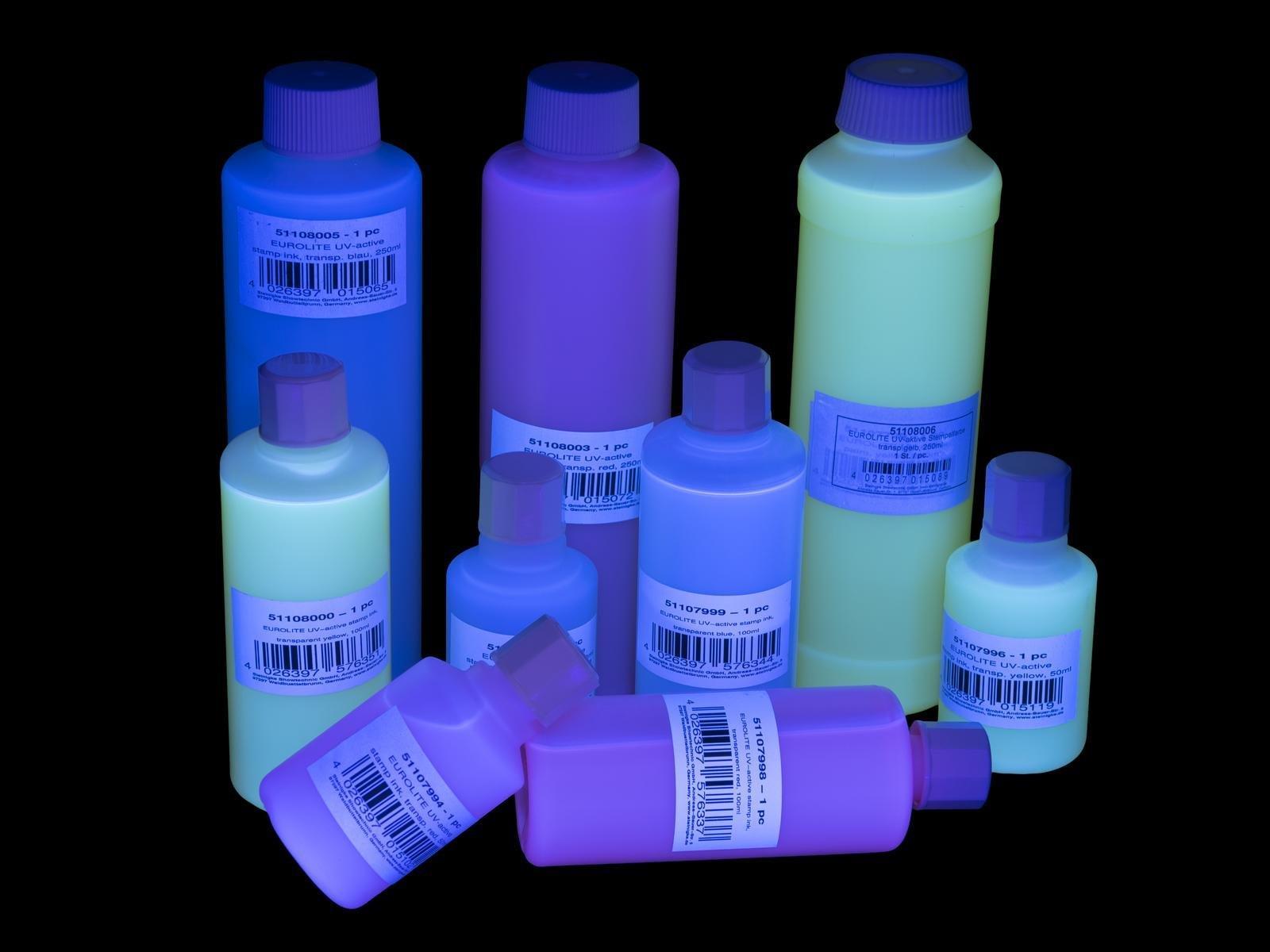 Eurolite Schwarzlicht-, UV- Leuchtfarben UV-aktive Stempelfarbe, transp.blau,250ml 51108005 Transparent-Blau 1 St. (51108005) von Eurolite