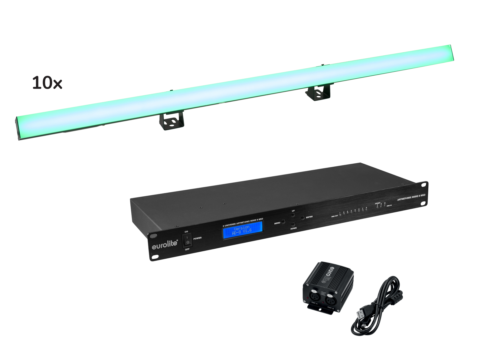 Eurolite Set 10x LED PR-100/32 Pixel DMX Rail + DMX Software von Eurolite