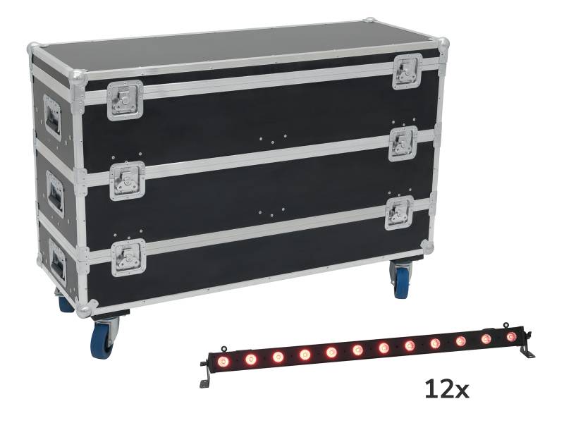 Eurolite Set 12x LED BAR-12 QCL RGB+UV Leiste + Case mit Rollen von Eurolite