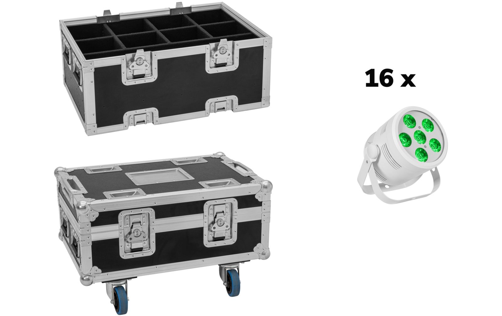 Eurolite Set 16x LED Silent Par 6 QCL Floor ws + Case Eurolite Set 16x LED Silent Par 6 QCL Floor ws + Case von Eurolite