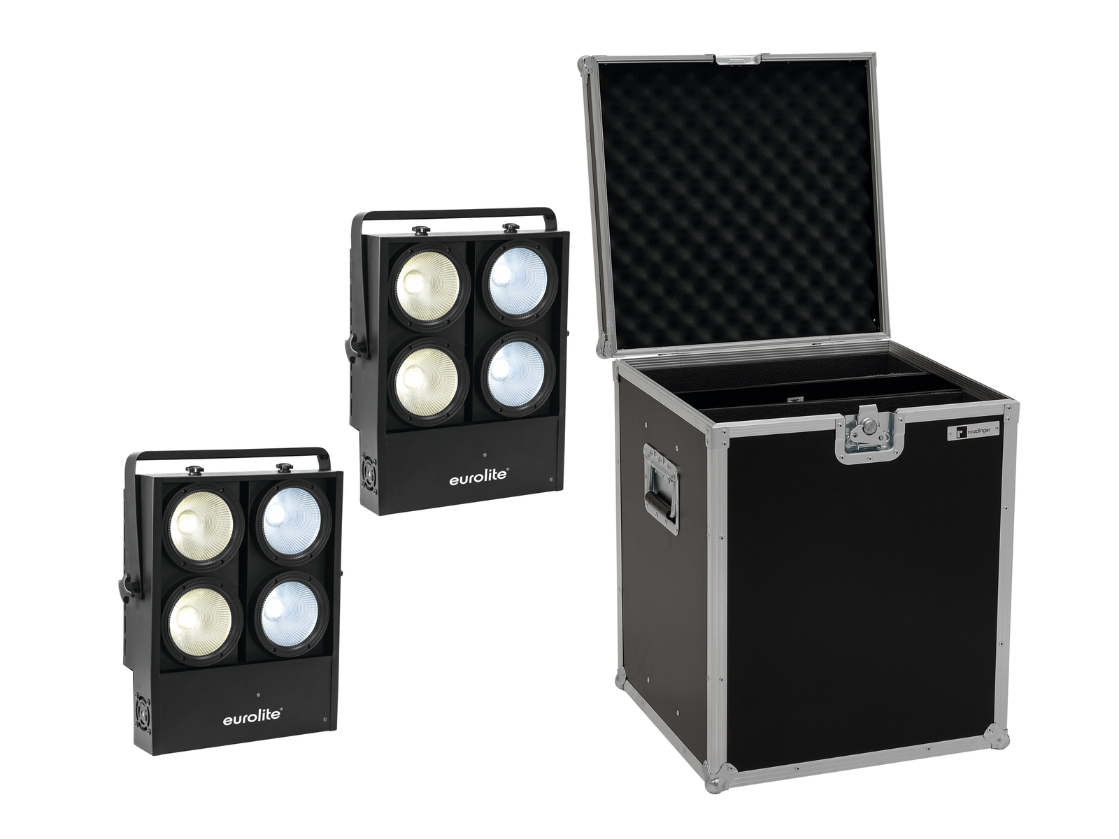 Eurolite Set 2x Audience Blinder 4x100W LED COB CW/WW + Case von Eurolite