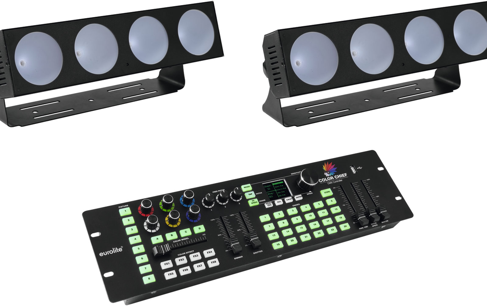 Eurolite Set 2x LED CBB-4 + DMX LED Color Chief Controller von Eurolite