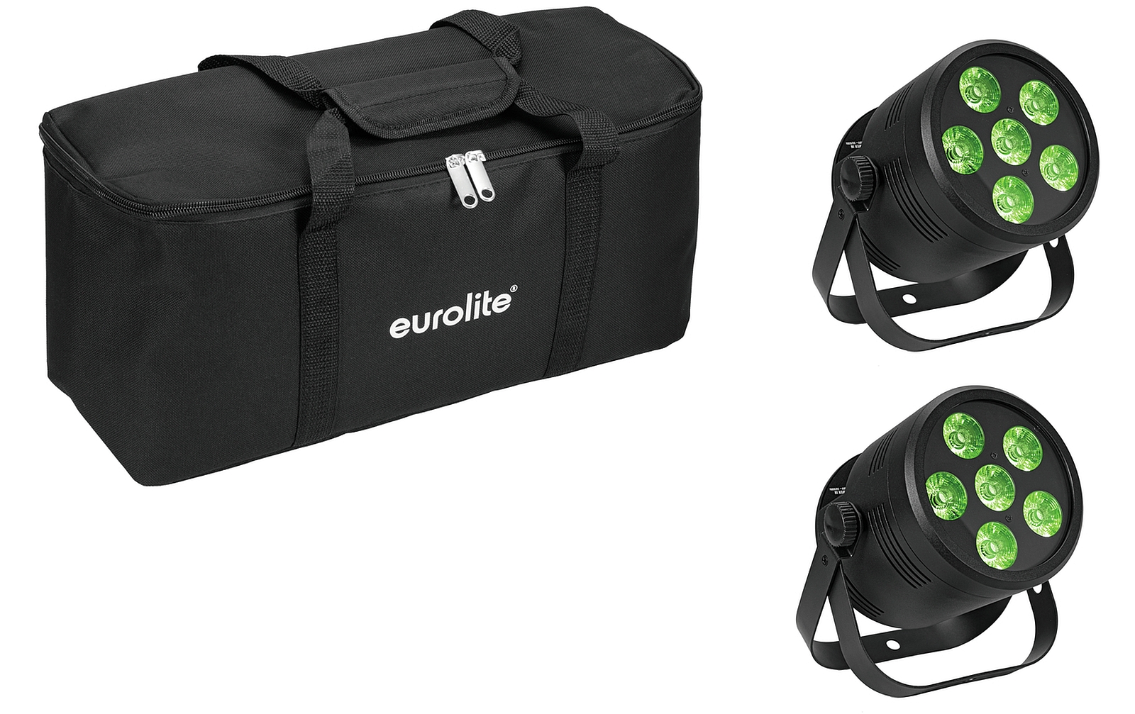 Eurolite Set 2x LED Silent Par 6 QCL Floor sw + Soft-Bag von Eurolite