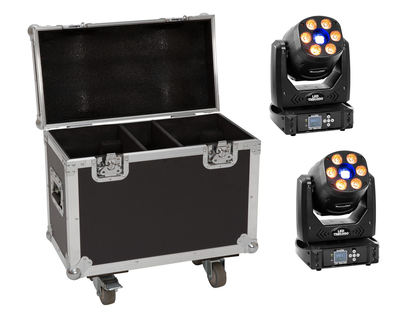 Eurolite Set 2x LED TMH-H90 + Case mit Rollen von Eurolite