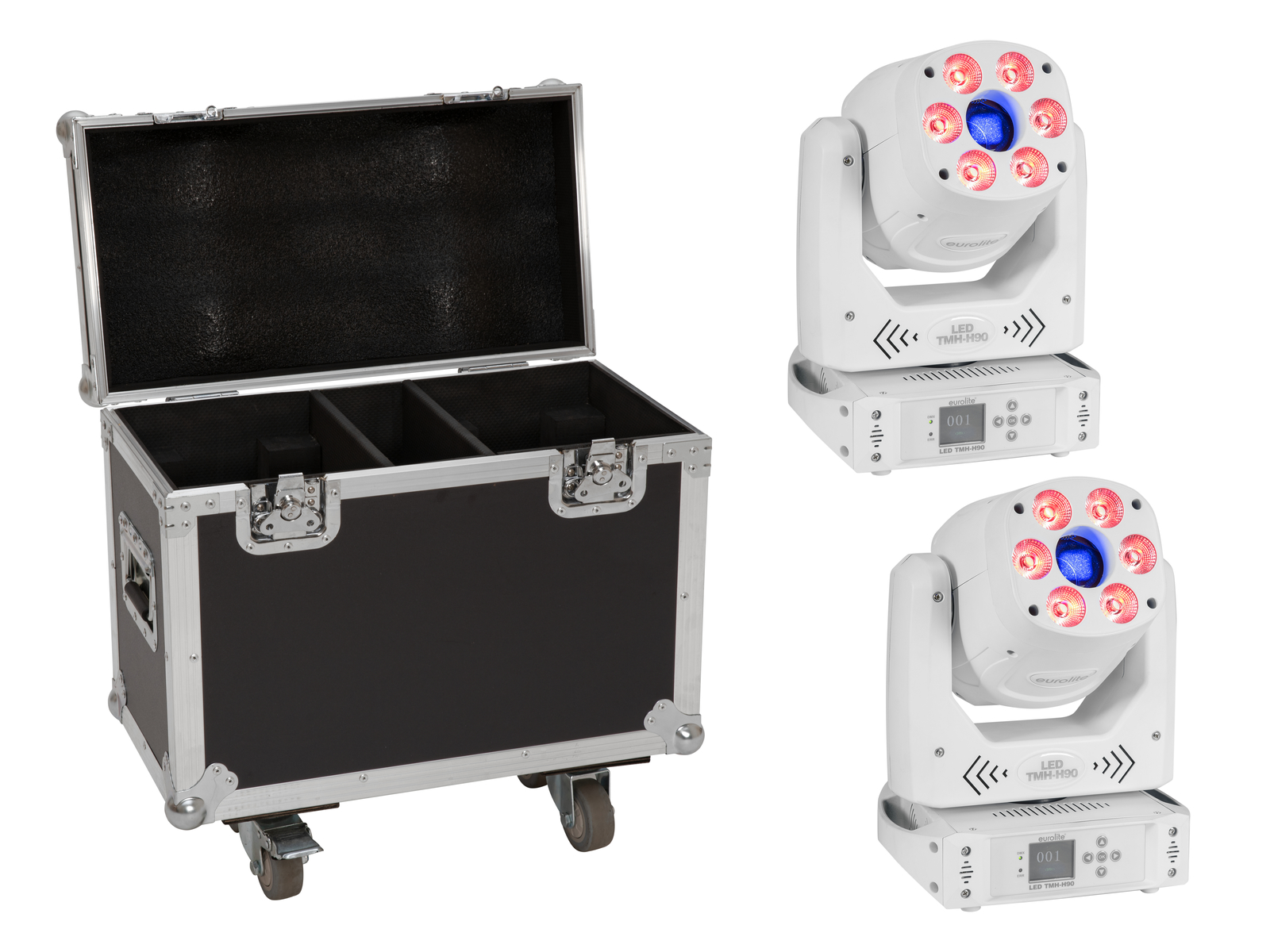 Eurolite Set 2x LED TMH-H90 Hybrid Moving-Head Spot/Wash COB ws + Case von Eurolite