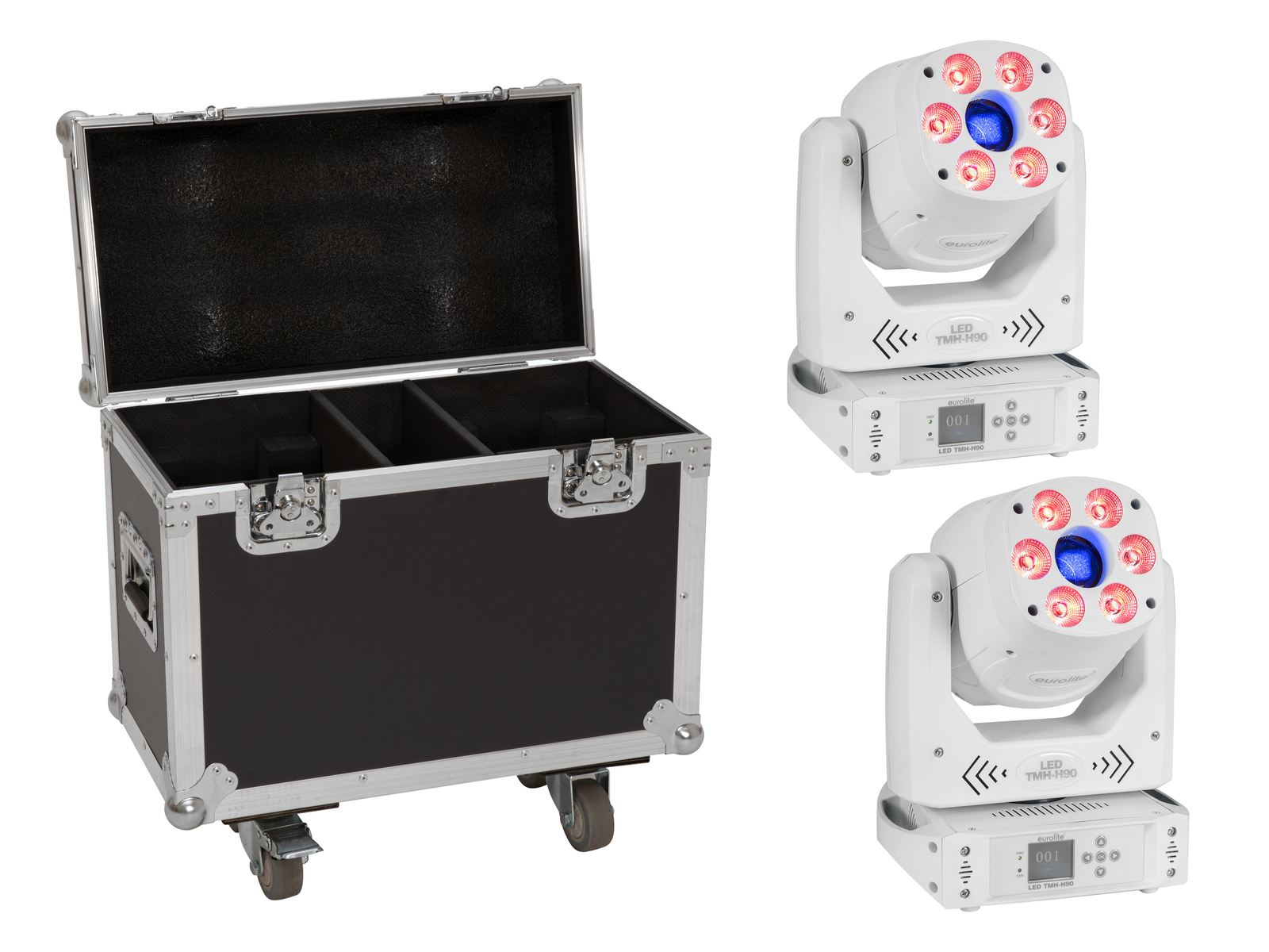 Eurolite Set 2x LED TMH-H90 Hybrid Moving-Head Spot/Wash COB ws + Case Eurolite Set 2x LED TMH-H90 Hybrid Moving-Head Spot/Wash COB ws + Case von Eurolite