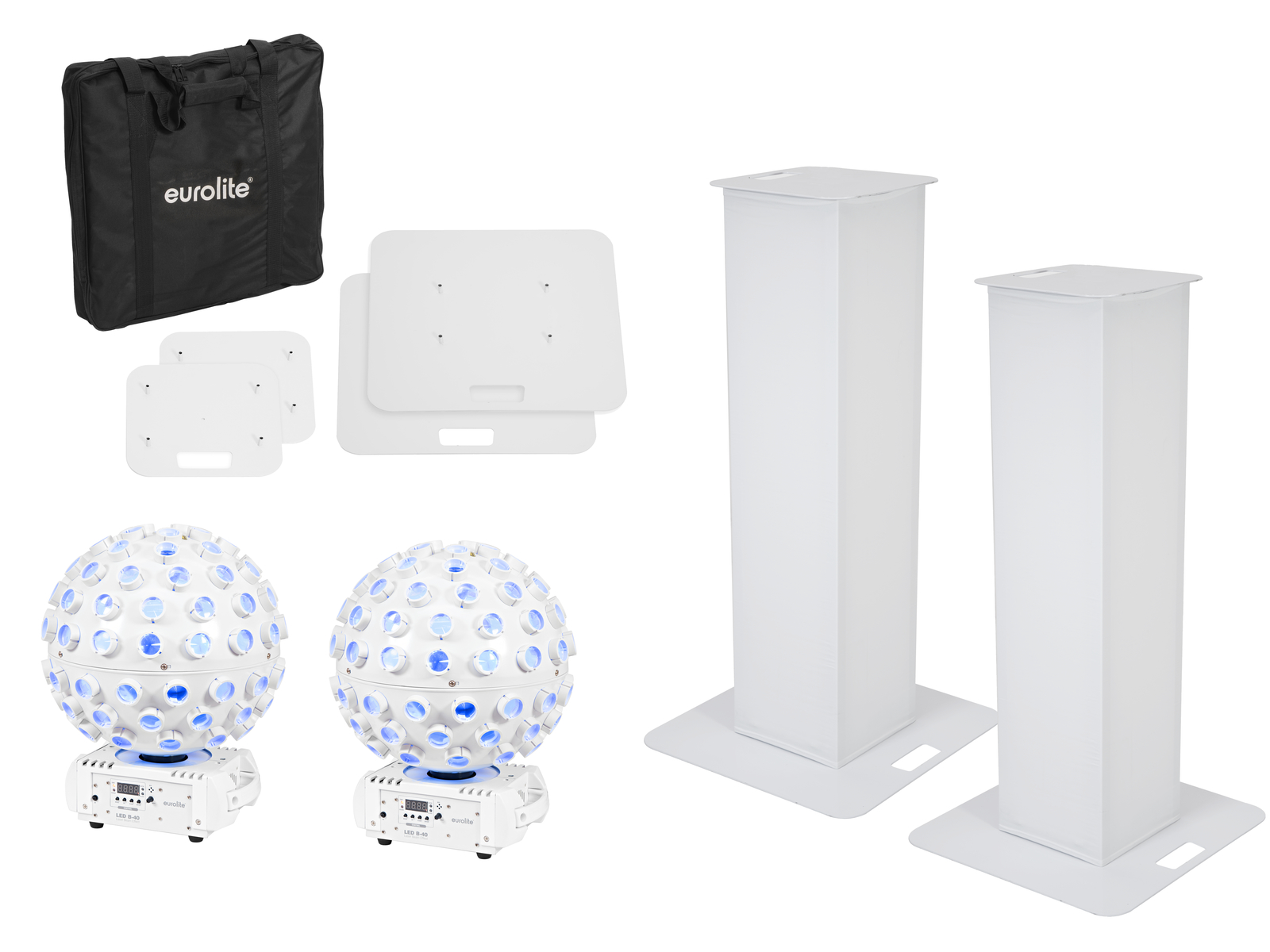 Eurolite Set 2x Stage Stand 100cm + 2x LED B-40 HCL Strahleneffekt weiß Eurolite Set 2x Stage Stand 100cm + 2x LED B-40 HCL Strahleneffekt weiß von Eurolite