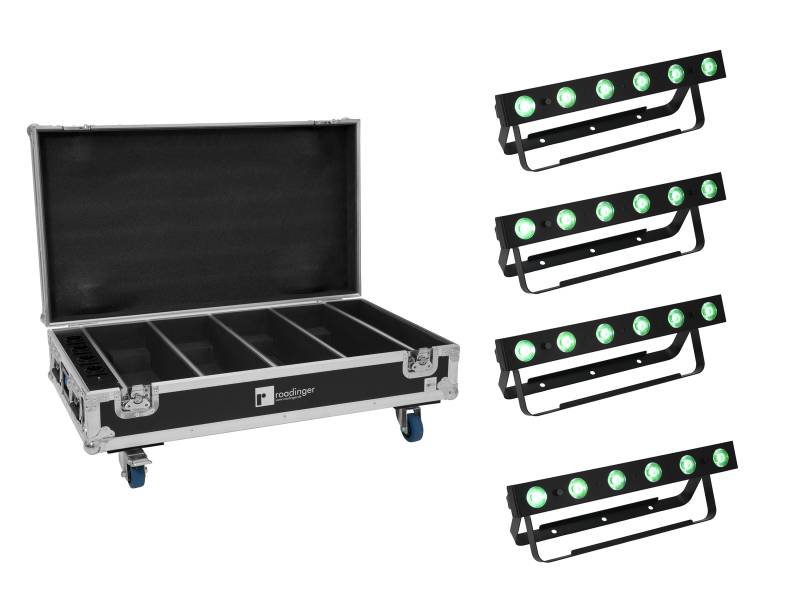 Eurolite Set 4x AKKU Bar-6 QCL + Flightcase mit Ladefunktion von Eurolite