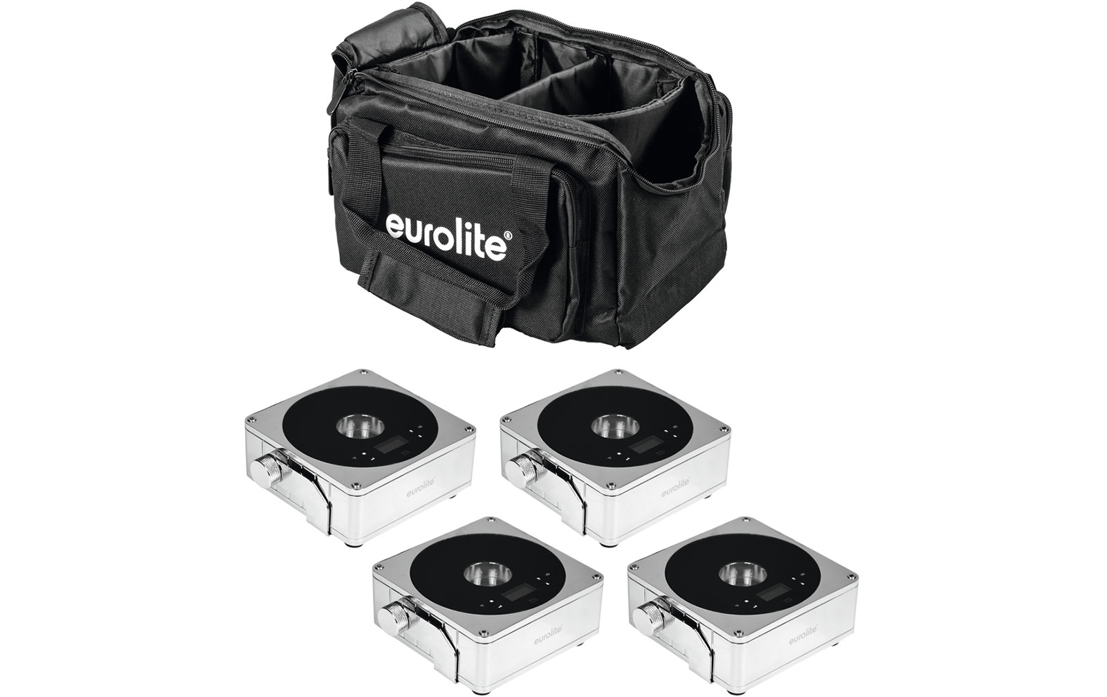 Eurolite Set 4x AKKU Flat Light 1 chrom + Soft-Bag Eurolite Set 4x AKKU Flat Light 1 chrom + Soft-Bag von Eurolite
