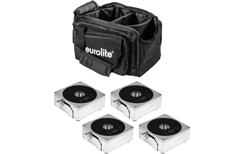 Eurolite Set 4x AKKU Flat Light 1 chrom + Soft-Bag von Eurolite
