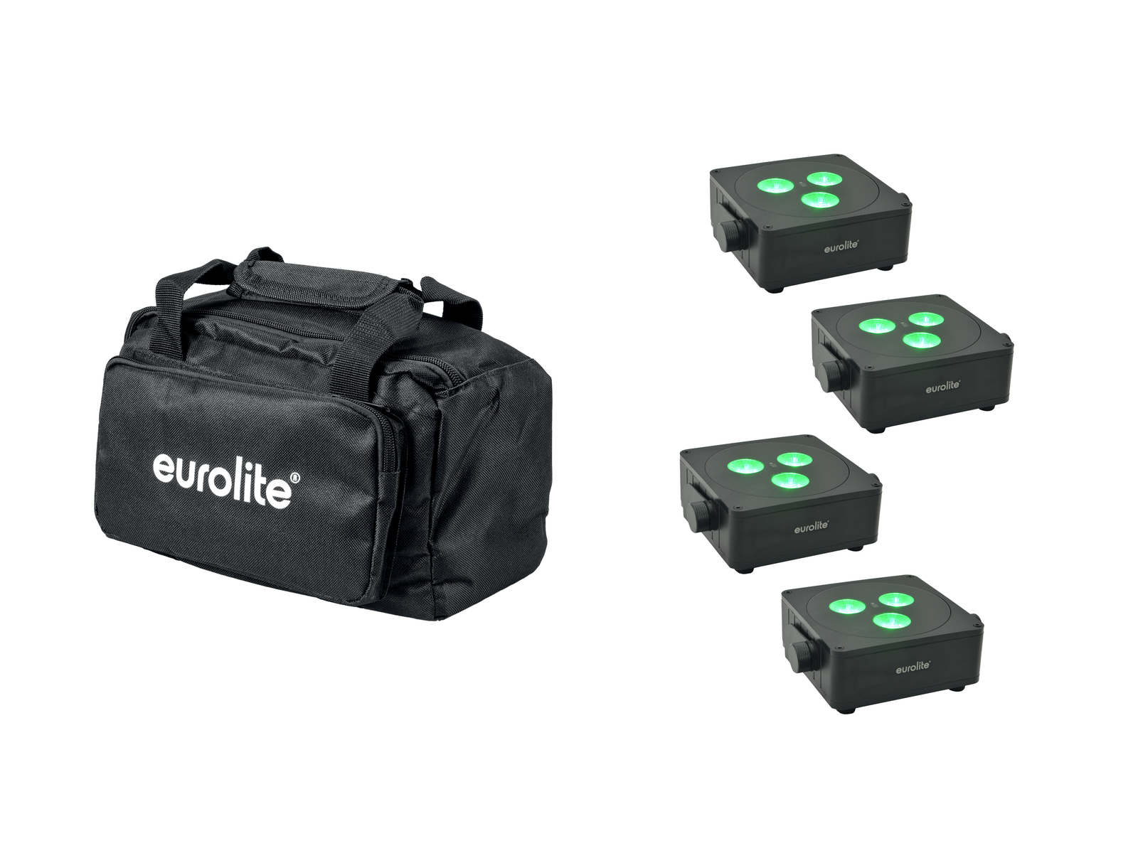 Eurolite Set 4x AKKU IP Flat Light 3 sw + Soft-Bag von Eurolite