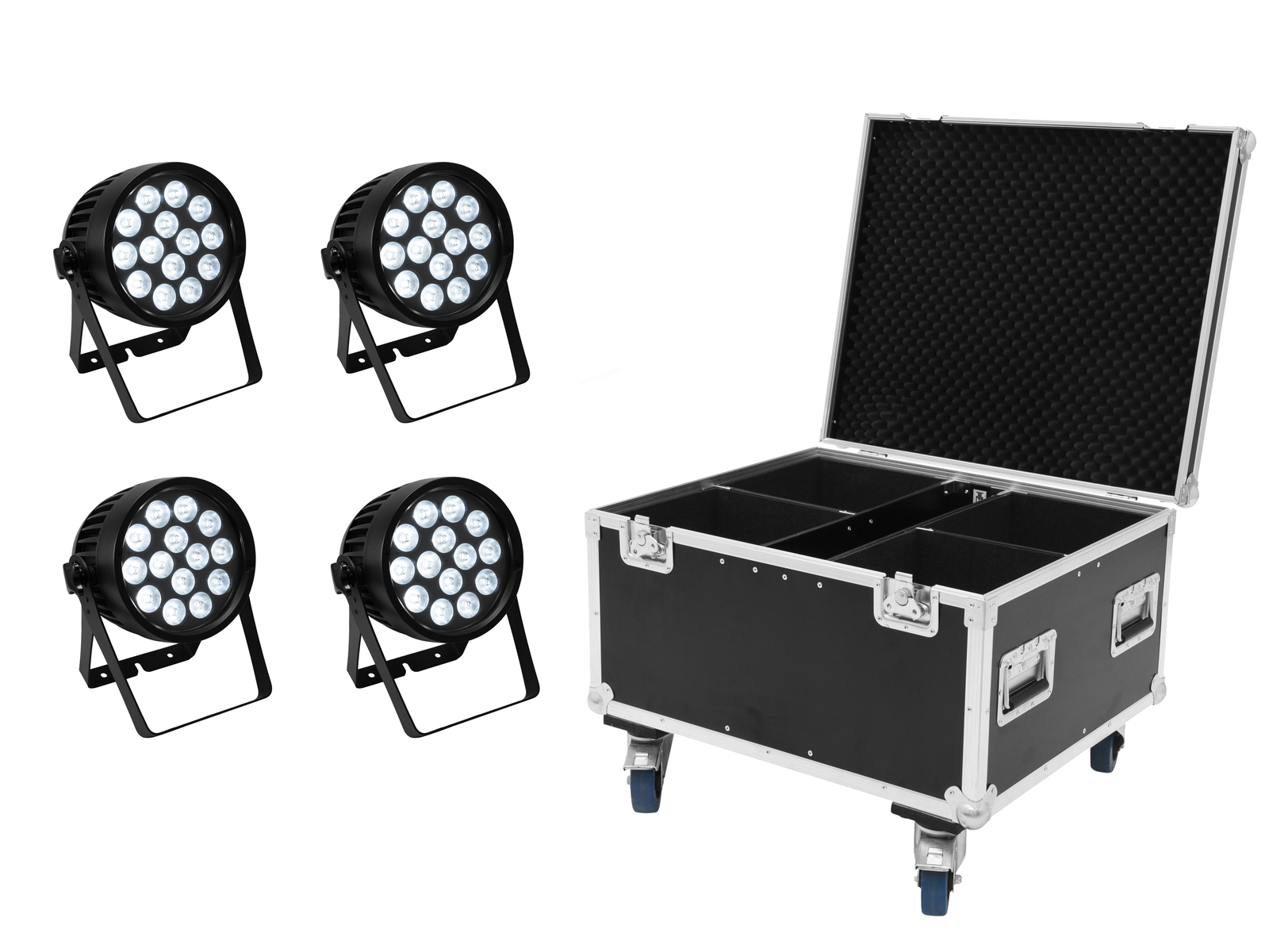 Eurolite Set 4x AKKU IP PAR 14 HCL QuickDMX + Case von Eurolite