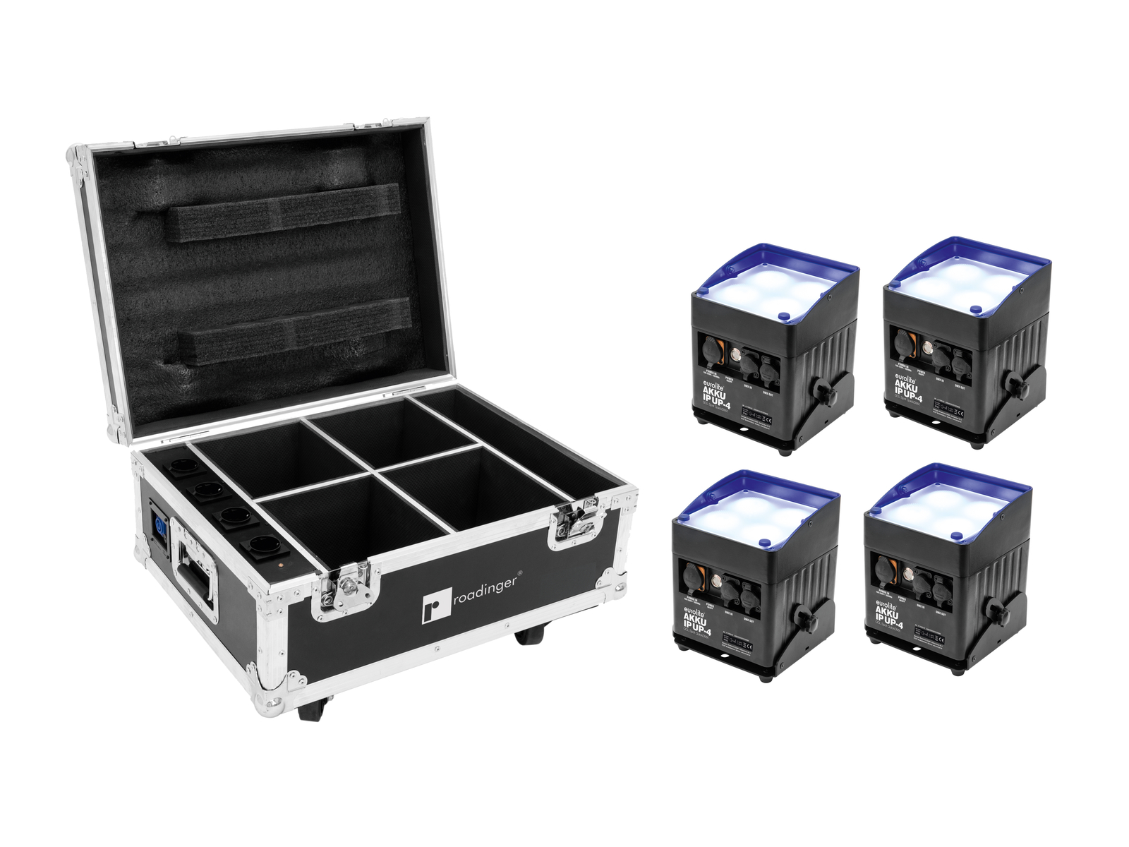 Eurolite Set 4x AKKU IP UP-4 QCL Spot QuickDMX + Flightcase mit Ladefunktion von Eurolite