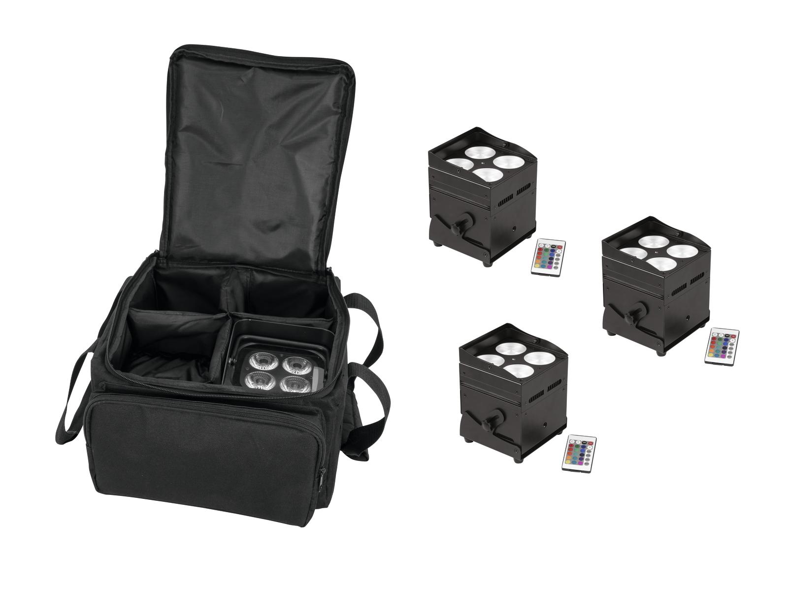 Eurolite Set 4x AKKU UP-4 QCL Spot QuickDMX + SB-4 Soft-Bag L von Eurolite