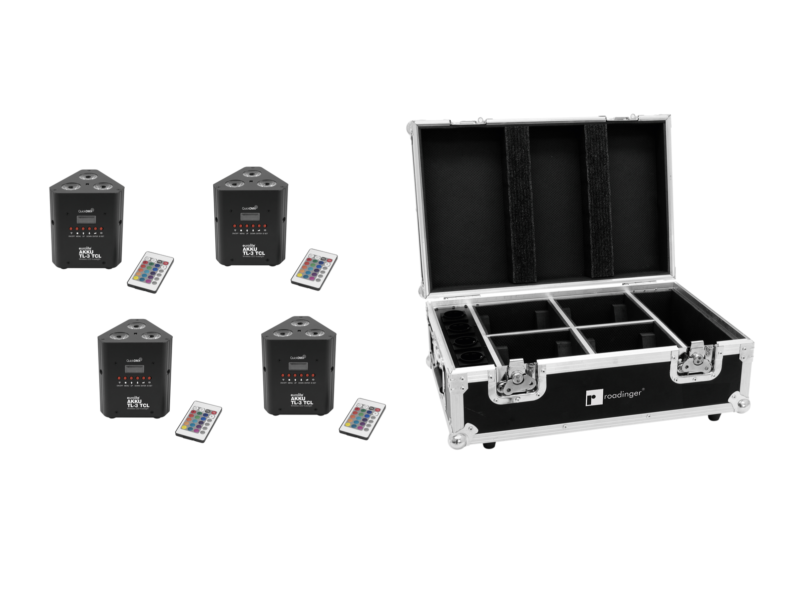 Eurolite Set 4x Akku TL-3 TCL QuickDMX + Case mit Ladefunktion von Eurolite