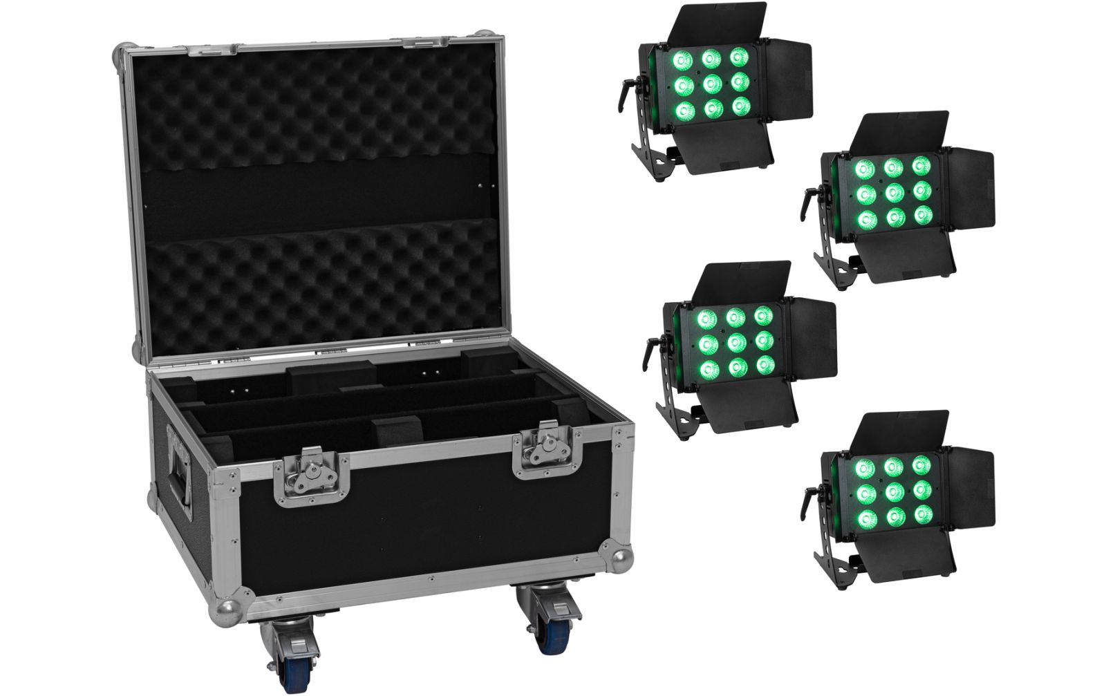 Eurolite Set 4x LED CLS-9 QCL RGB/WW 9x7W + Case Eurolite Set 4x LED CLS-9 QCL RGB/WW 9x7W + Case von Eurolite