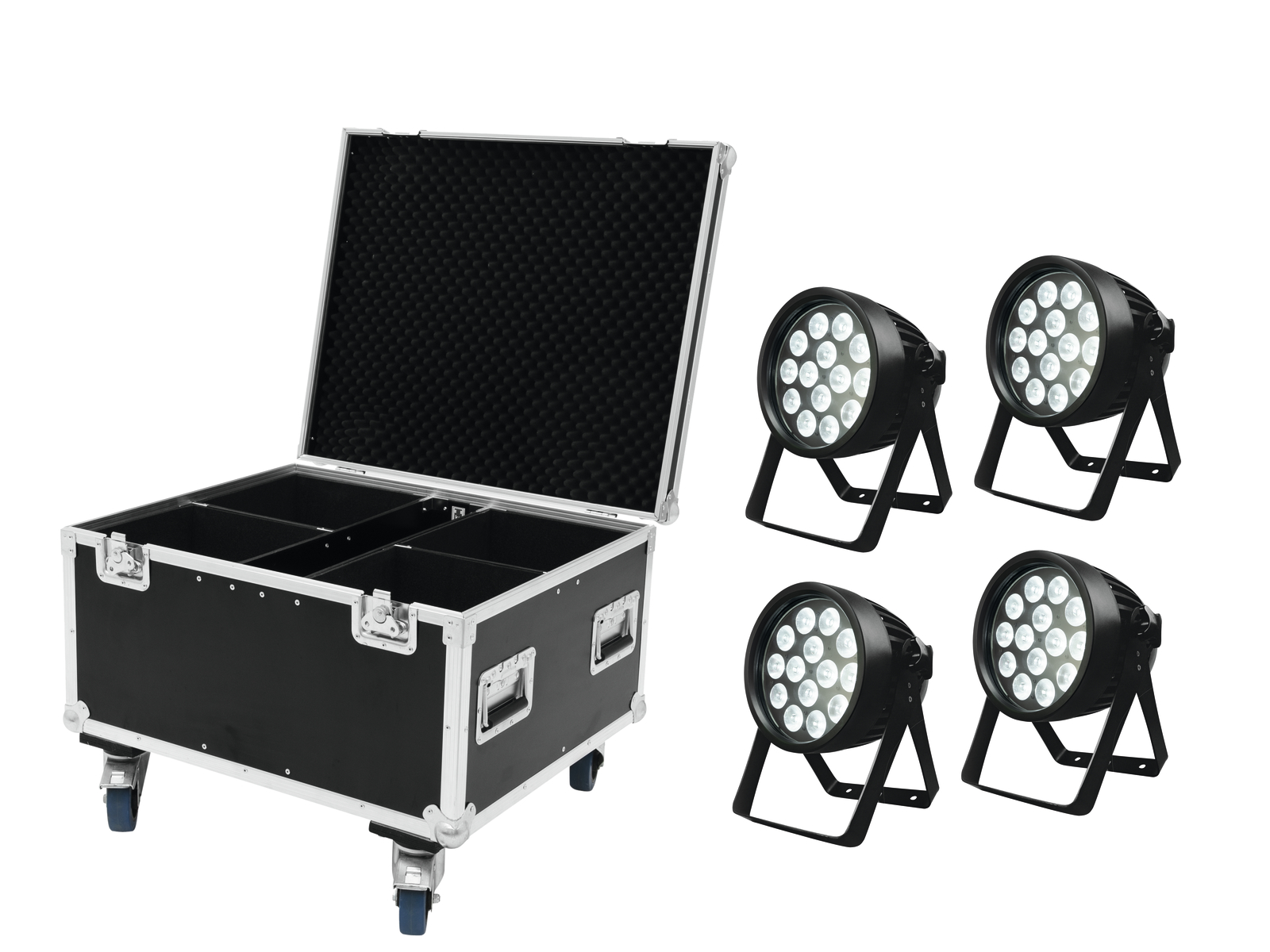 Eurolite Set 4x LED IP PAR 14x8W QCL + Case von Eurolite