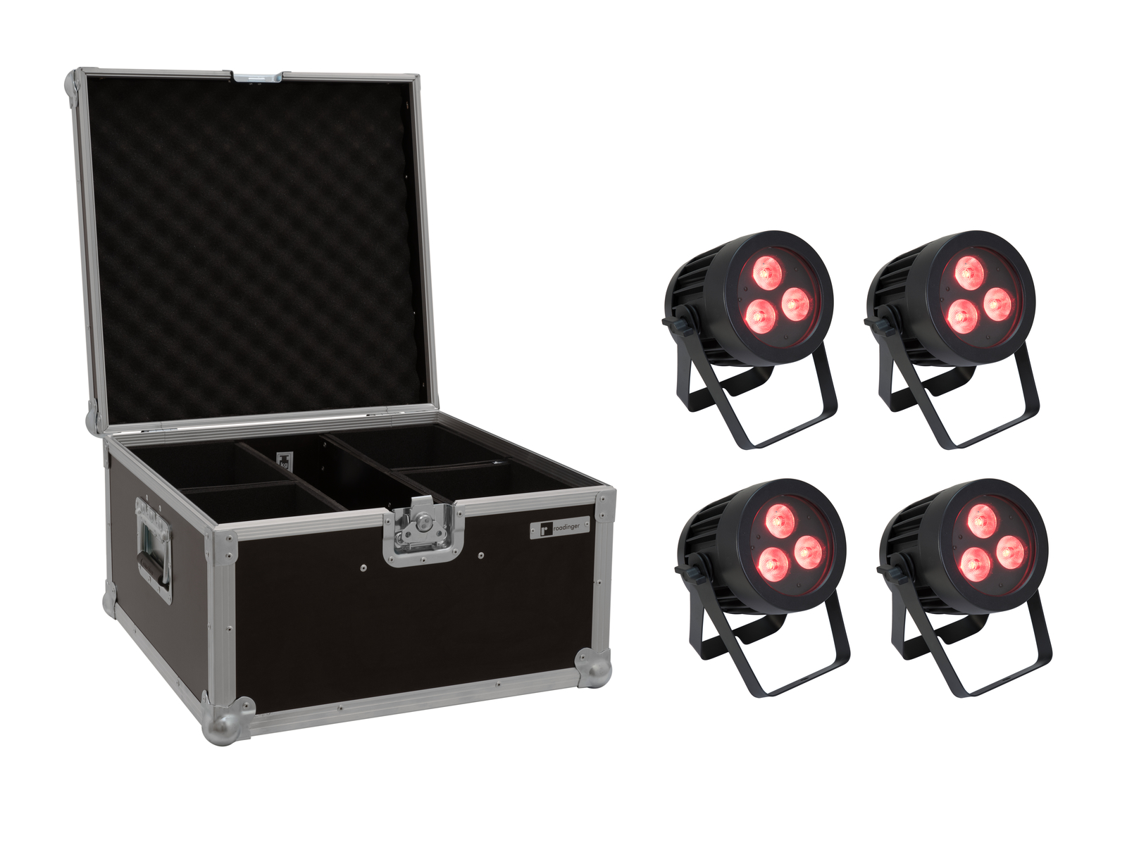 Eurolite Set 4x LED IP PAR 3x9W SCL Spot + Case von Eurolite