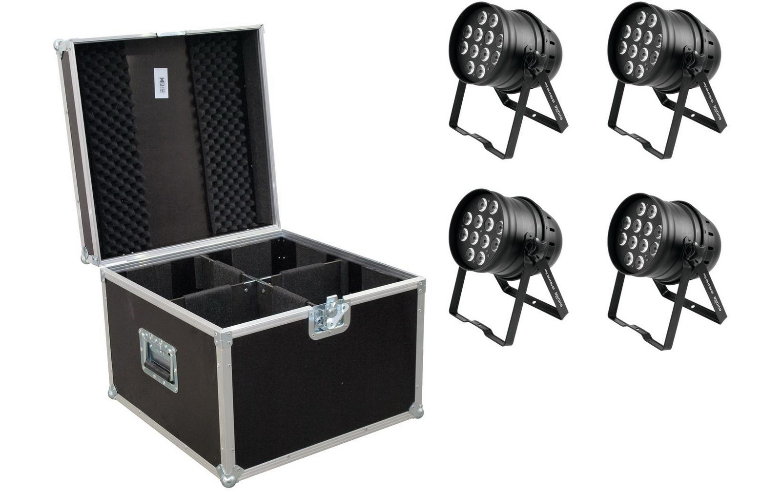 Eurolite Set 4x LED PAR-64 HCL 12x10W sw + Case von Eurolite