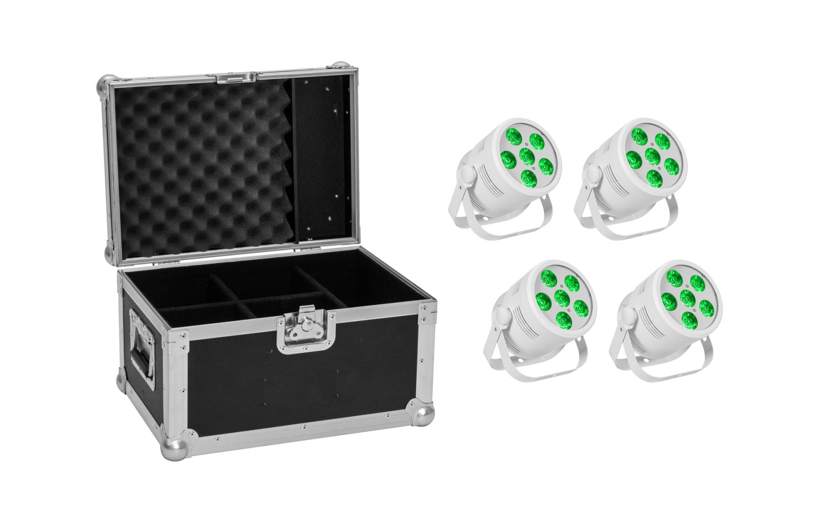 Eurolite Set 4x LED Silent PAR 6 QCL Floor ws + Case Eurolite Set 4x LED Silent PAR 6 QCL Floor ws + Case von Eurolite