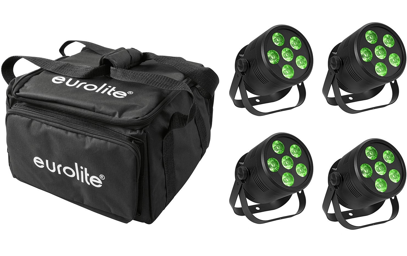 Eurolite Set 4x LED Silent Par 6 QCL Floor sw + Soft-Bag von Eurolite