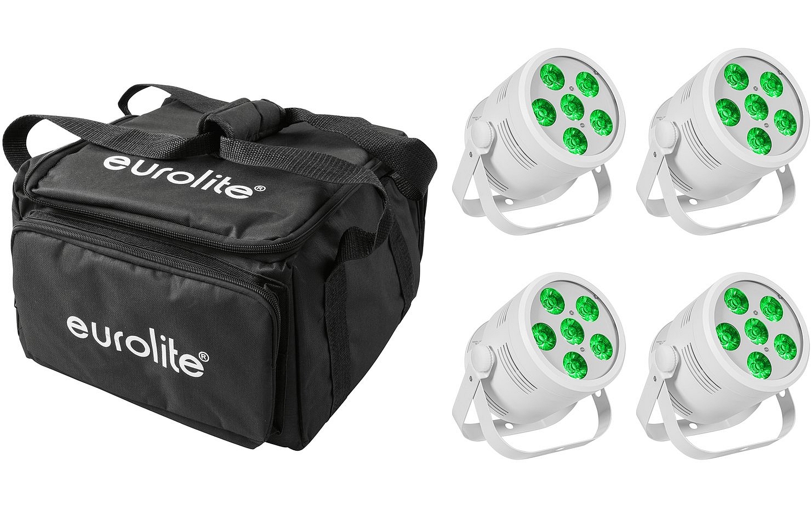 Eurolite Set 4x LED Silent Par 6 QCL Floor ws + Soft-Bag Eurolite Set 4x LED Silent Par 6 QCL Floor ws + Soft-Bag von Eurolite