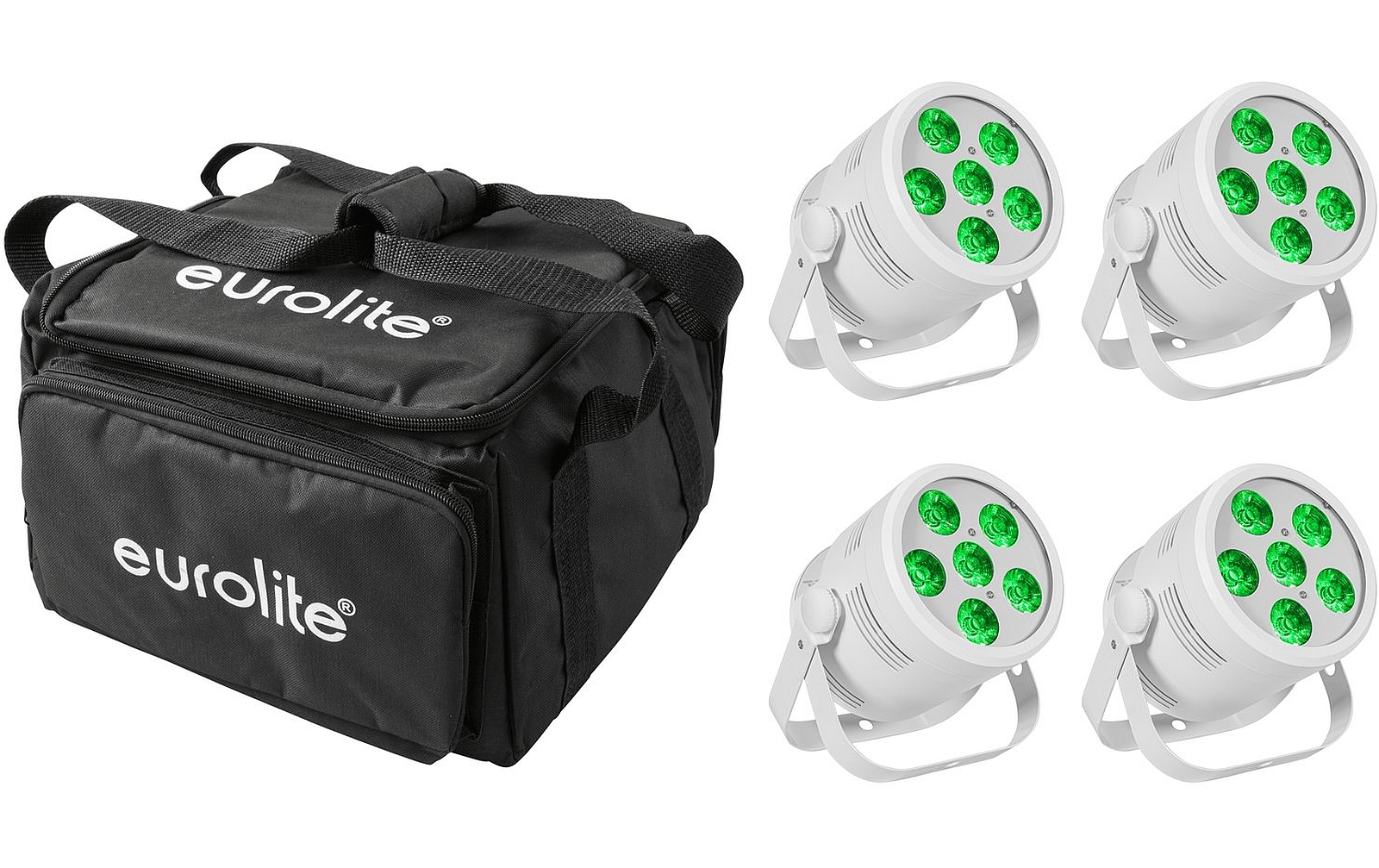 Eurolite Set 4x LED Silent Par 6 QCL Floor ws + Soft-Bag von Eurolite