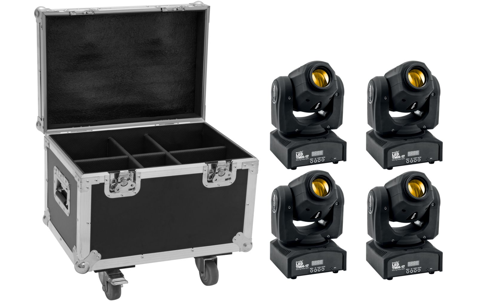 Eurolite Set 4x LED TMH-17 Spot + Case mit Rollen von Eurolite