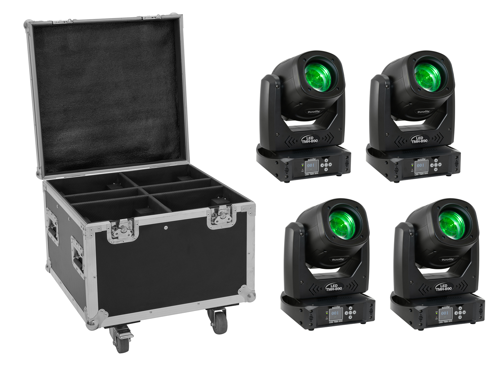 Eurolite Set 4x LED TMH-B90 + Case mit Rollen von Eurolite