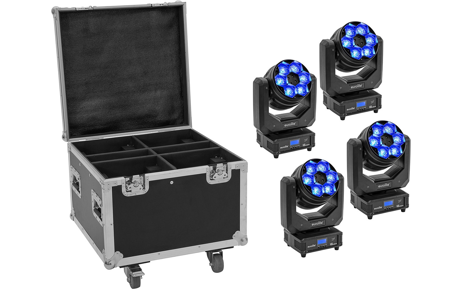 Eurolite Set 4x LED TMH-H240 Beam/Wash/Flowereffekt + Case Eurolite Set 4x LED TMH-H240 Beam/Wash/Flowereffekt + Case von Eurolite