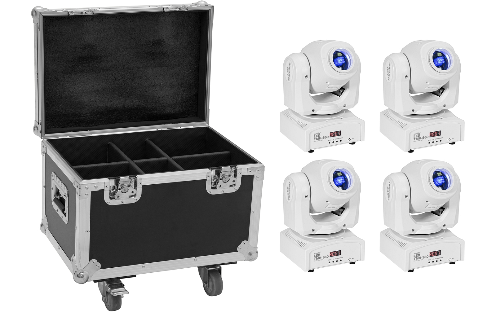 Eurolite Set 4x LED TMH-S60 Moving-Head-Spot ws + Case Eurolite Set 4x LED TMH-S60 Moving-Head-Spot ws + Case von Eurolite