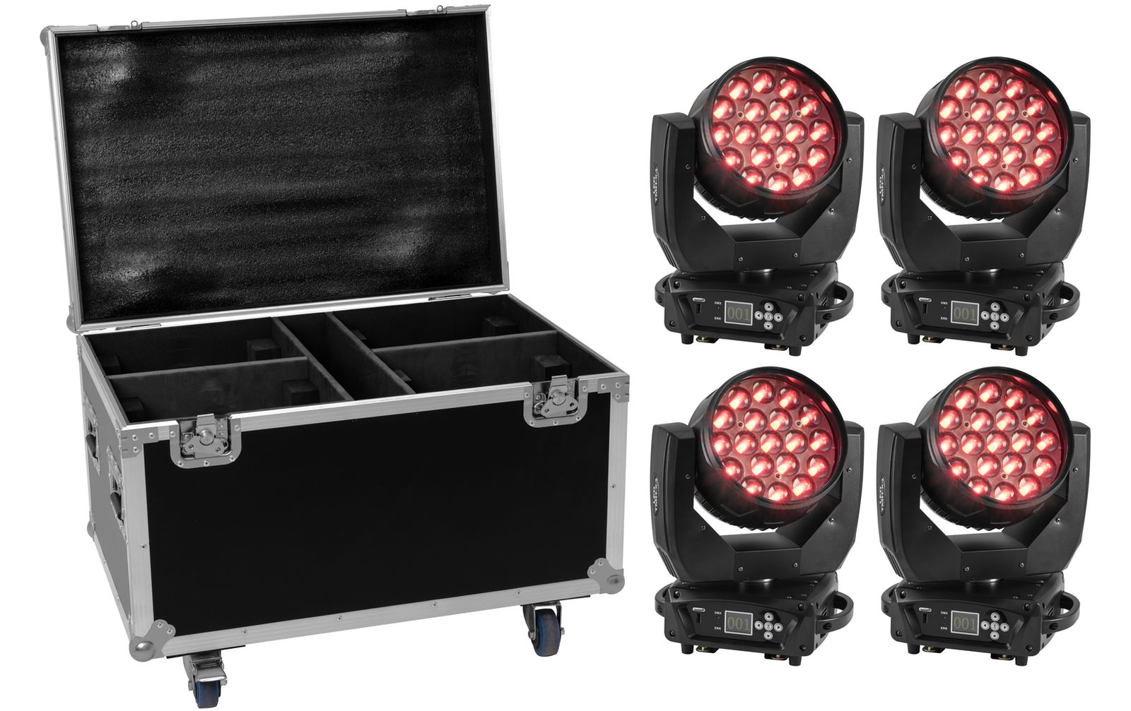 Eurolite Set 4x LED TMH-X4 + Case mit Rollen Eurolite Set 4x LED TMH-X4 + Case mit Rollen von Eurolite