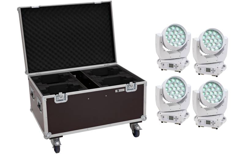 Eurolite Set 4x LED TMH-X4 Moving-Head Wash Zoom ws + Case mit Rollen von Eurolite